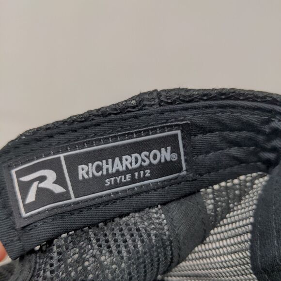 Richardson Men's Snapback Mesh Back Hat Black Embroidered Fargo Style 112 - Picture 8 of 8